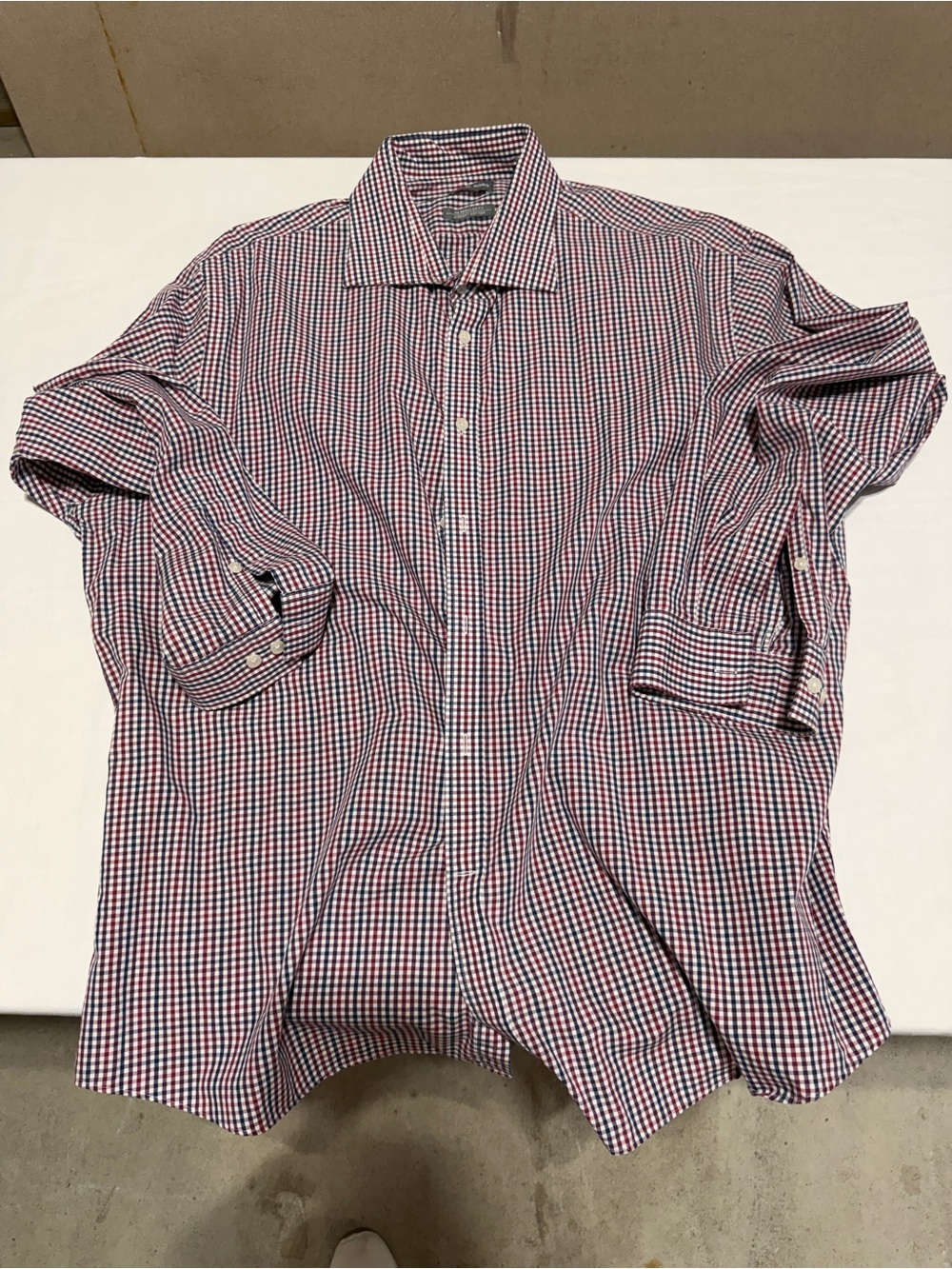 Michael Kors Men's Red and Blue Check Dress Shirt - Classic Button-Down